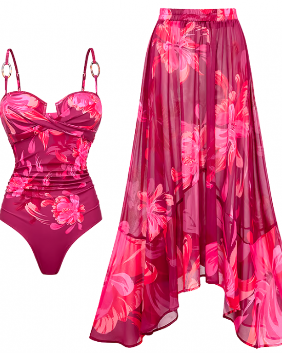 Floral Print Two Piece Swimsuit Set Floral Print Two Piece Swimsuit Set