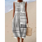 Women's casual cotton-linen printed dress