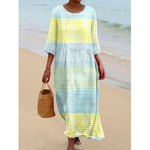 Women's Casual Plaid Loose Dress