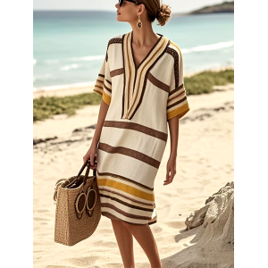 Women'S Contrast Striped Dress