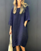 Women'S Casual Solid Color Loose Cotton And Linen Dress