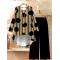 Women's Casual Printed Irregular Hem Top and Pants Two-Piece Set
