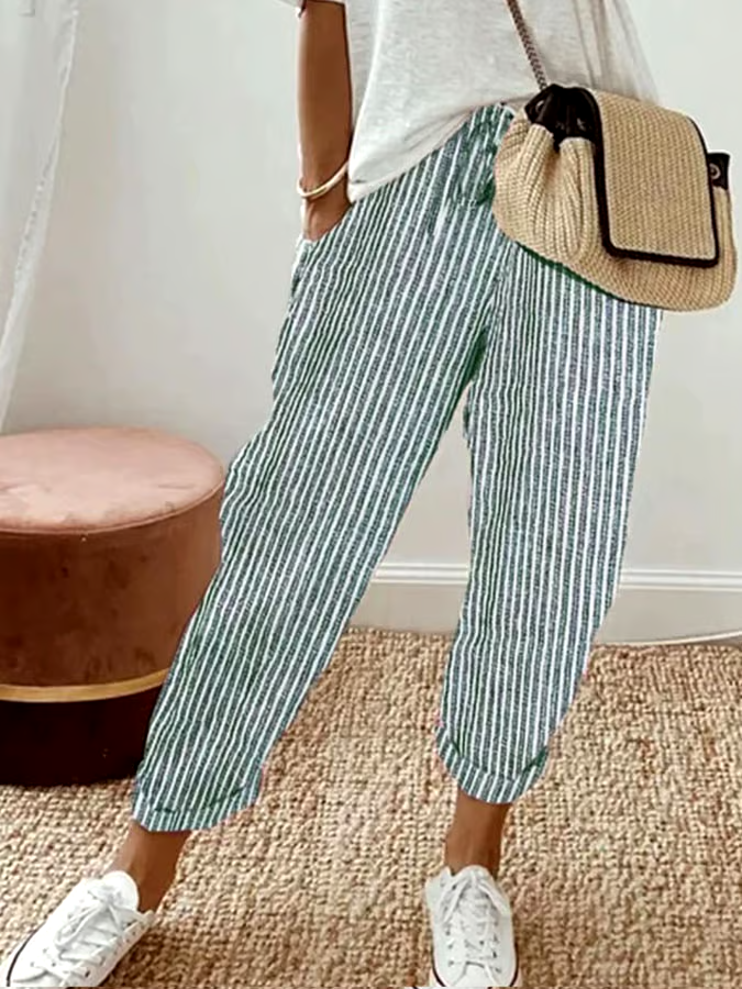 Women's Casual Striped Print Trousers Women's Casual Striped Print Trousers