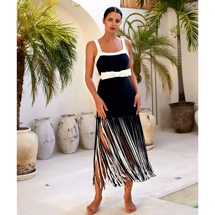 Bowknot Decor Color Block One Piece Swimsuit Set Bowknot Decor Color Block One Piece Swimsuit Set