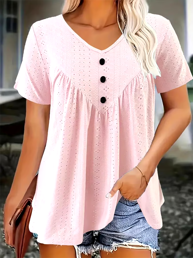 Women'S Casual Short-Sleeved V-Neck Regular T-Shirt Women'S Casual Short-Sleeved V-Neck Regular T-Shirt