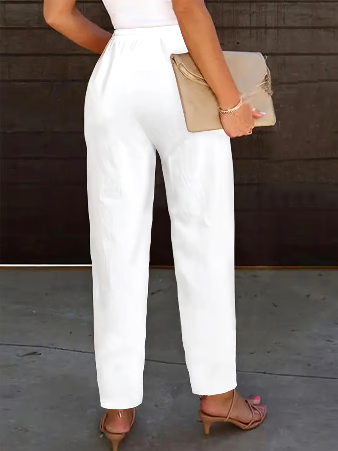 Women's Casual Solid Color Cotton and Linen Slit Pants Women's Casual Solid Color Cotton and Linen Slit Pants