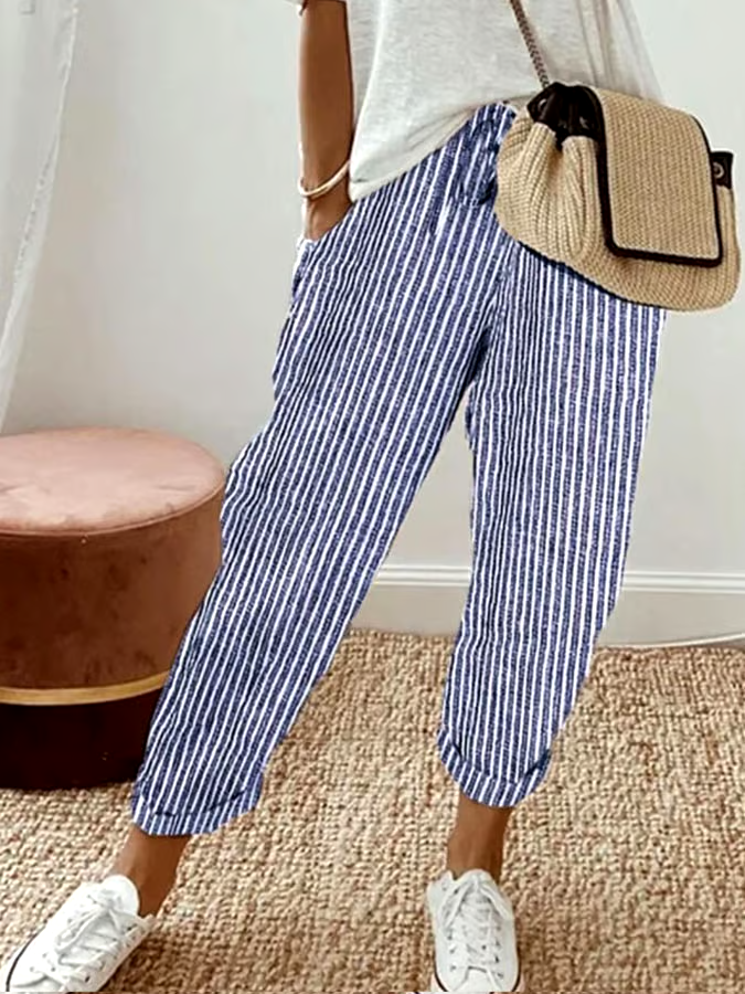 Women's Casual Striped Print Trousers Women's Casual Striped Print Trousers