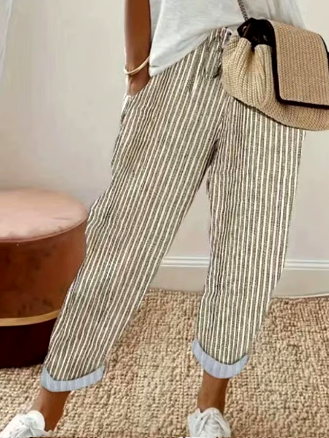 Women's Casual Striped Print Trousers Women's Casual Striped Print Trousers